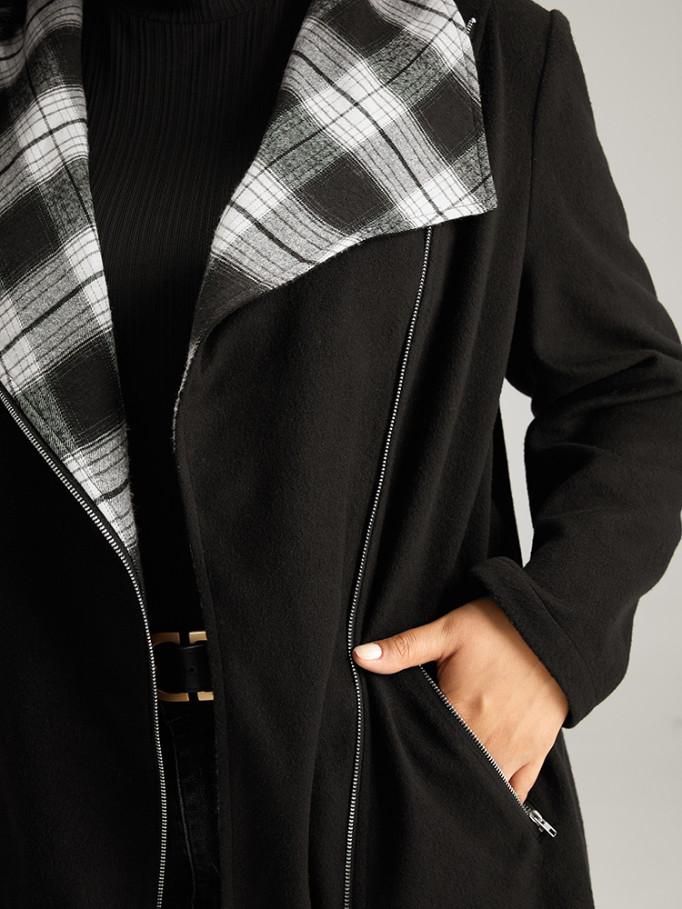 Plus Size Women Everyday Plaid Contrast Pocket Elegant Coats BloomChic 