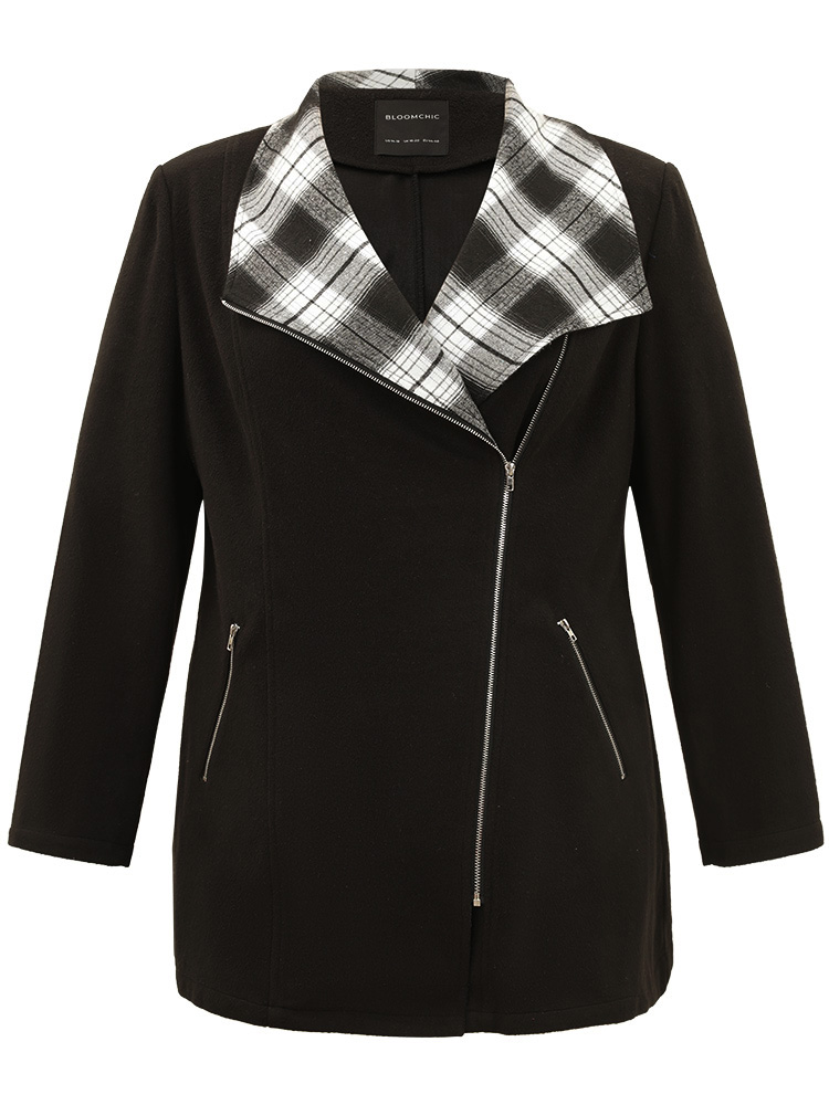 Plus Size Women Everyday Plaid Contrast Pocket Elegant Coats BloomChic 