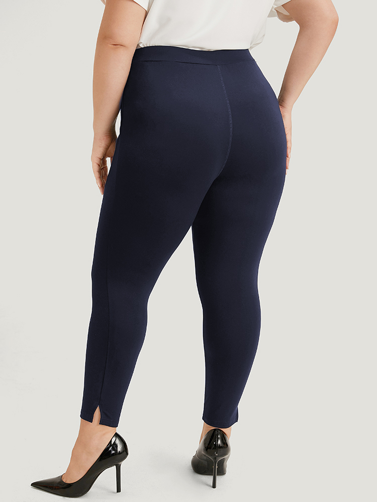 Plus Size Plain Skinny Split Hem Pocket Pants Women Indigo Office High stretch Skinny High Rise Work Leggings BloomChic 10/M 