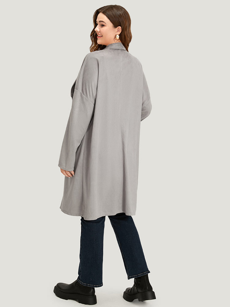 Plus Size Women Dailywear Plain Plain Pocket Casual Coats BloomChic 