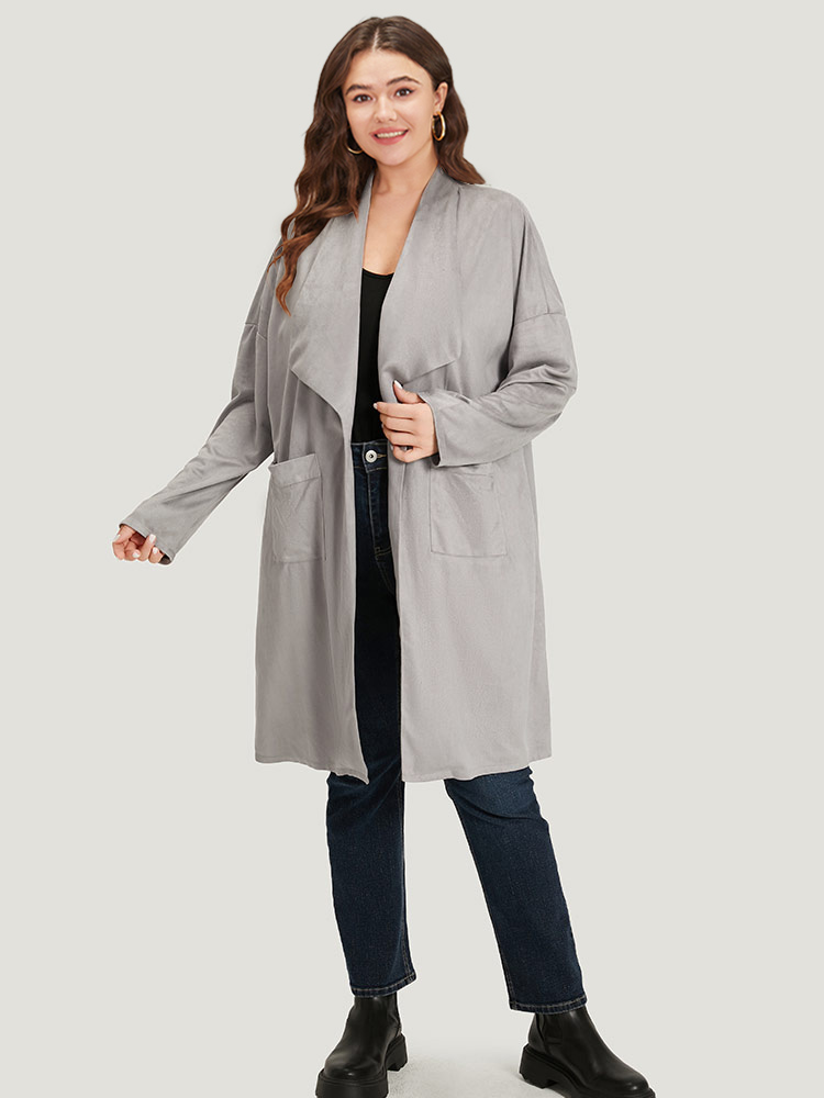 Plus Size Women Dailywear Plain Plain Pocket Casual Coats BloomChic 