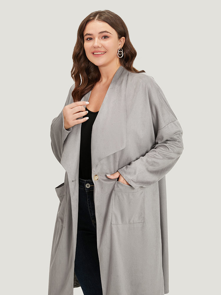 Plus Size Women Dailywear Plain Plain Pocket Casual Coats BloomChic 