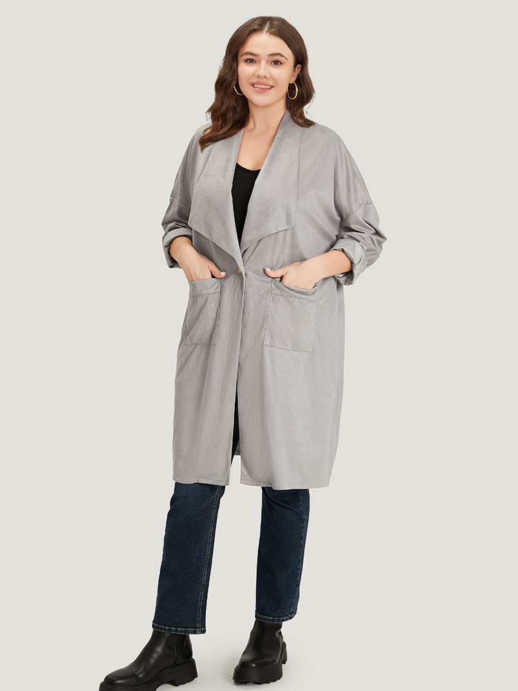 Plus Size Women Dailywear Plain Plain Pocket Casual Coats BloomChic 
