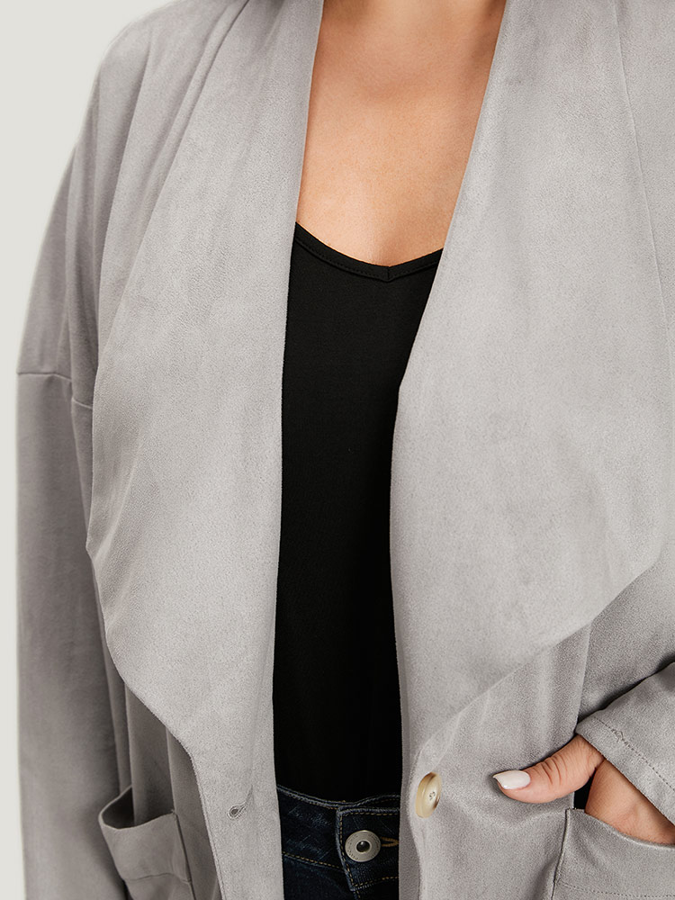 Plus Size Women Dailywear Plain Plain Pocket Casual Coats BloomChic 