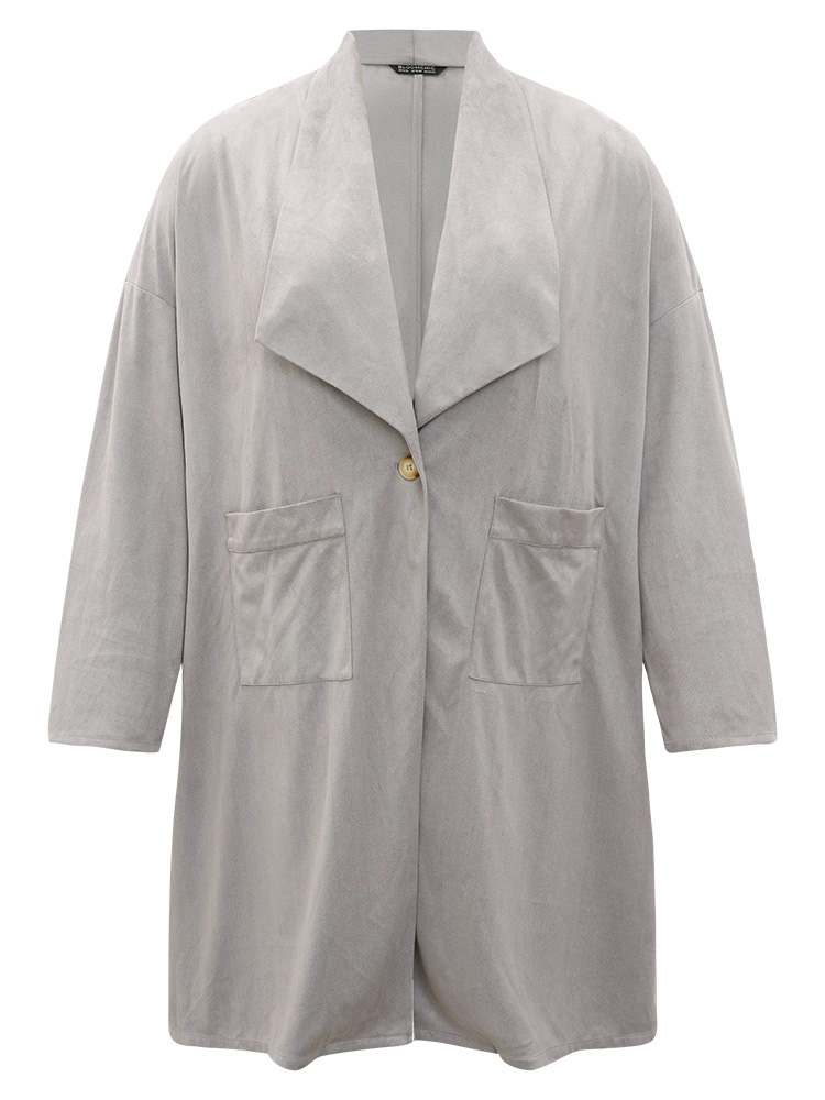 Plus Size Women Dailywear Plain Plain Pocket Casual Coats BloomChic 