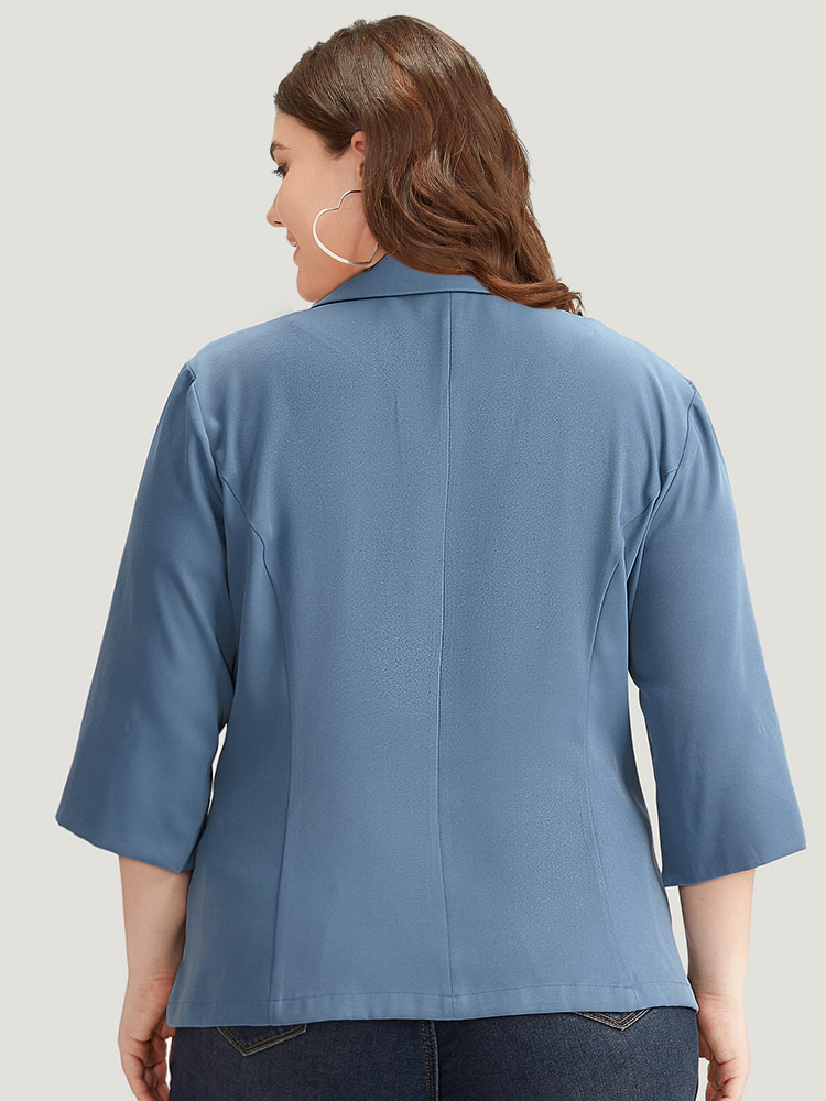 Plus Size Women Work Plain Contrast Regular Sleeve Elbow-length sleeve Suit Collar Pocket At the Office Blazers BloomChic 