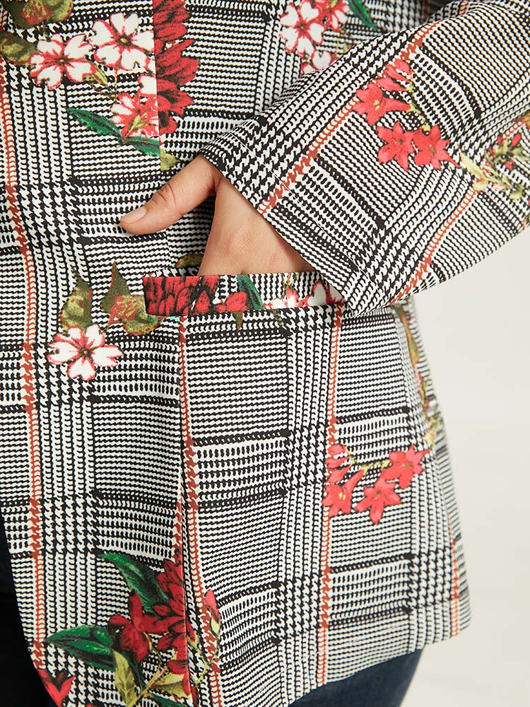 Plus Size Women Dailywear Plaid Pocket Regular Sleeve Long Sleeve Lapel Collar Pocket Elegant Blazers BloomChic 