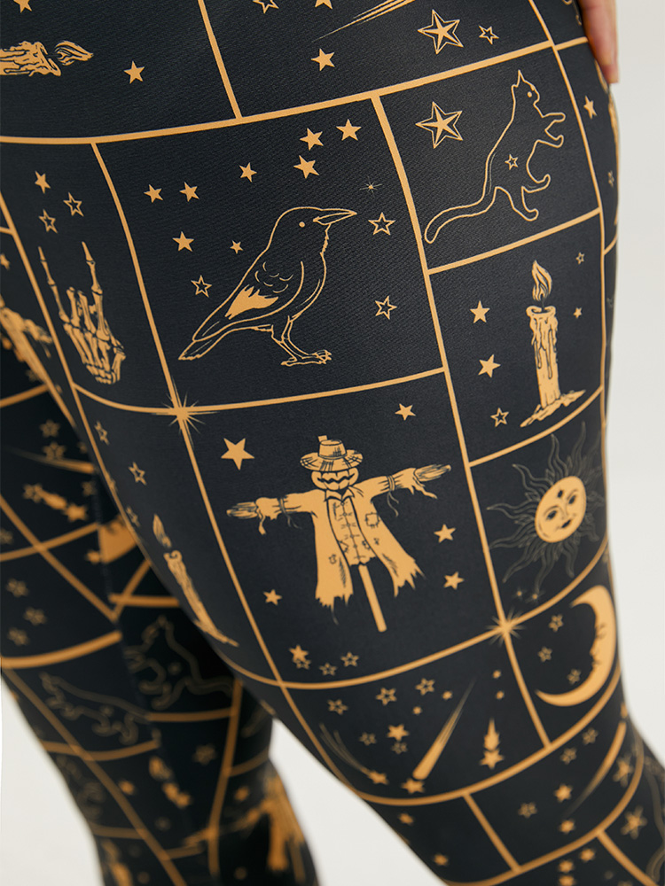 Plus Size Halloween Graphic Skinny Elastic Waist Leggings Women Black Casual High stretch Skinny High Rise Festival-Halloween Leggings BloomChic 18-20/2X 
