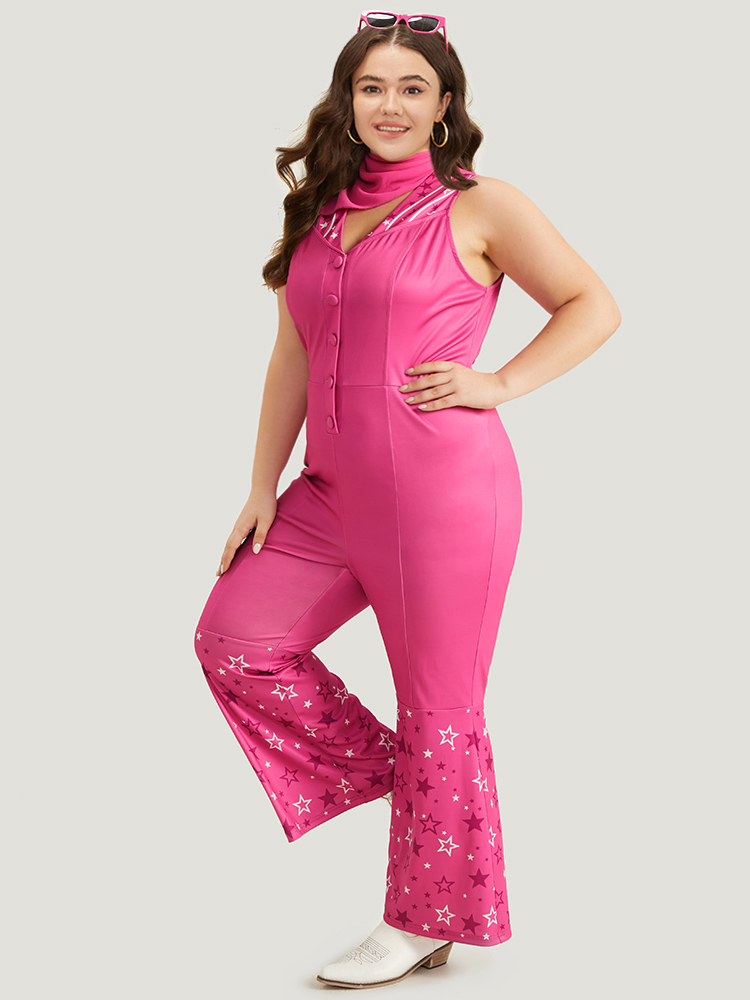 Plus Size Women Festival-Halloween Star and moon Plain Regular Elegant Jumpsuits BloomChic 