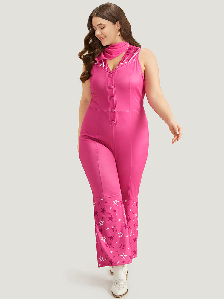 Plus Size Women Festival-Halloween Star and moon Plain Regular Elegant Jumpsuits BloomChic 