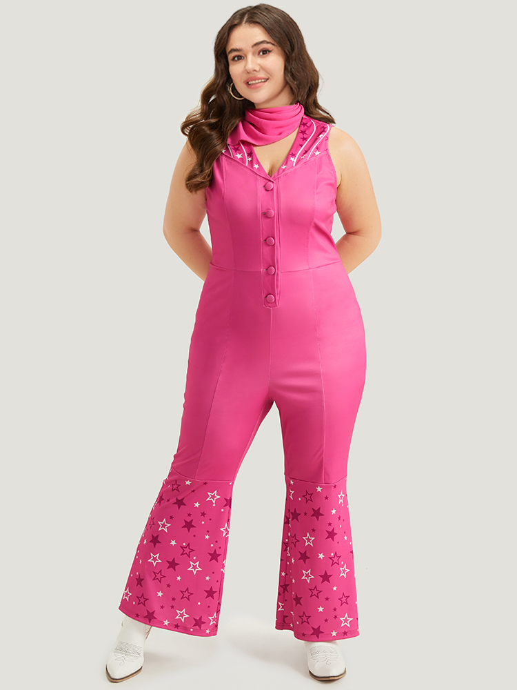 Plus Size Women Festival-Halloween Star and moon Plain Regular Elegant Jumpsuits BloomChic 