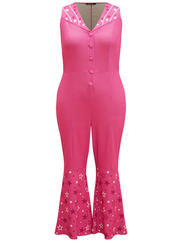 Plus Size Women Festival-Halloween Star and moon Plain Regular Elegant Jumpsuits BloomChic 