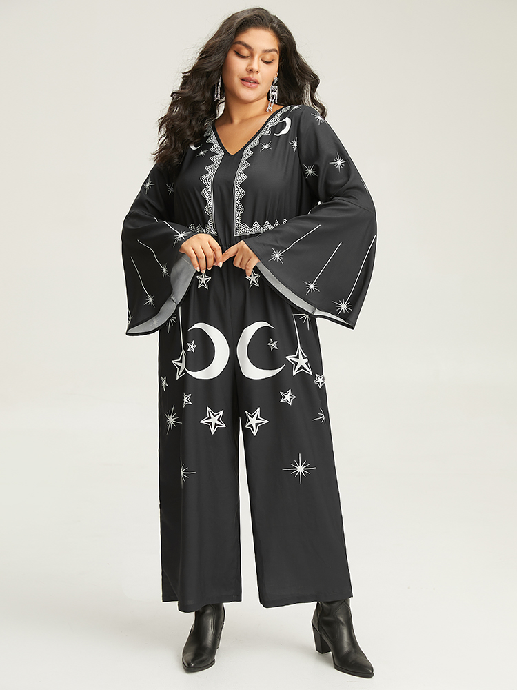 Plus Size Women Festival-Halloween Graphic-Halloween Printed Regular Pocket Casual Jumpsuits BloomChic 