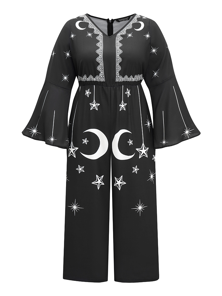 Plus Size Women Festival-Halloween Graphic-Halloween Printed Regular Pocket Casual Jumpsuits BloomChic 