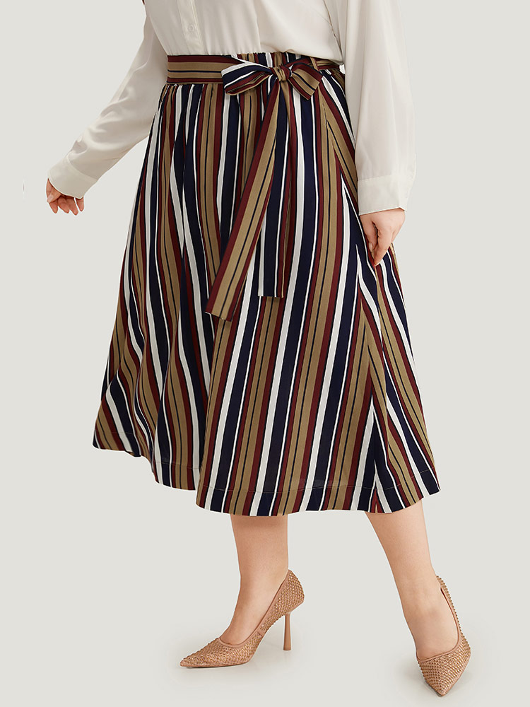 Plus Size Women Dailywear A-line Belt Office Skirts BloomChic 