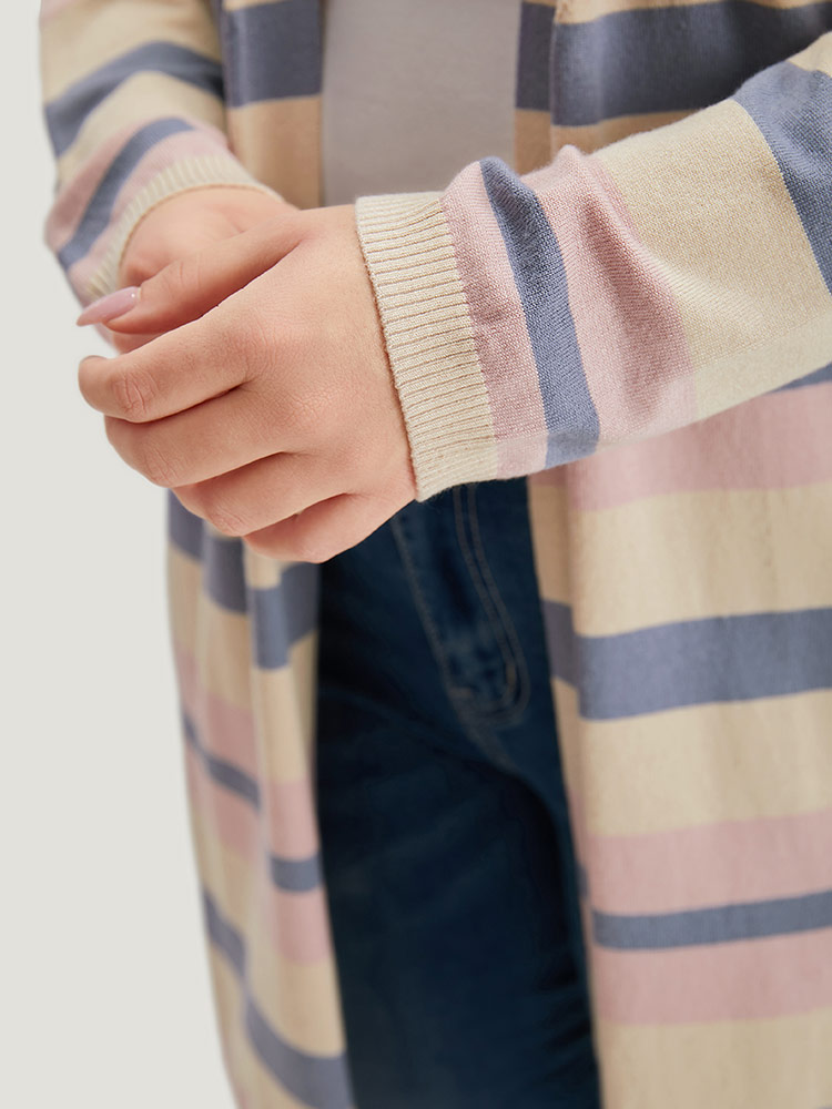 Plus Size Cardigans | Supersoft Essentials Striped Contrast Cardigan | BloomChic 