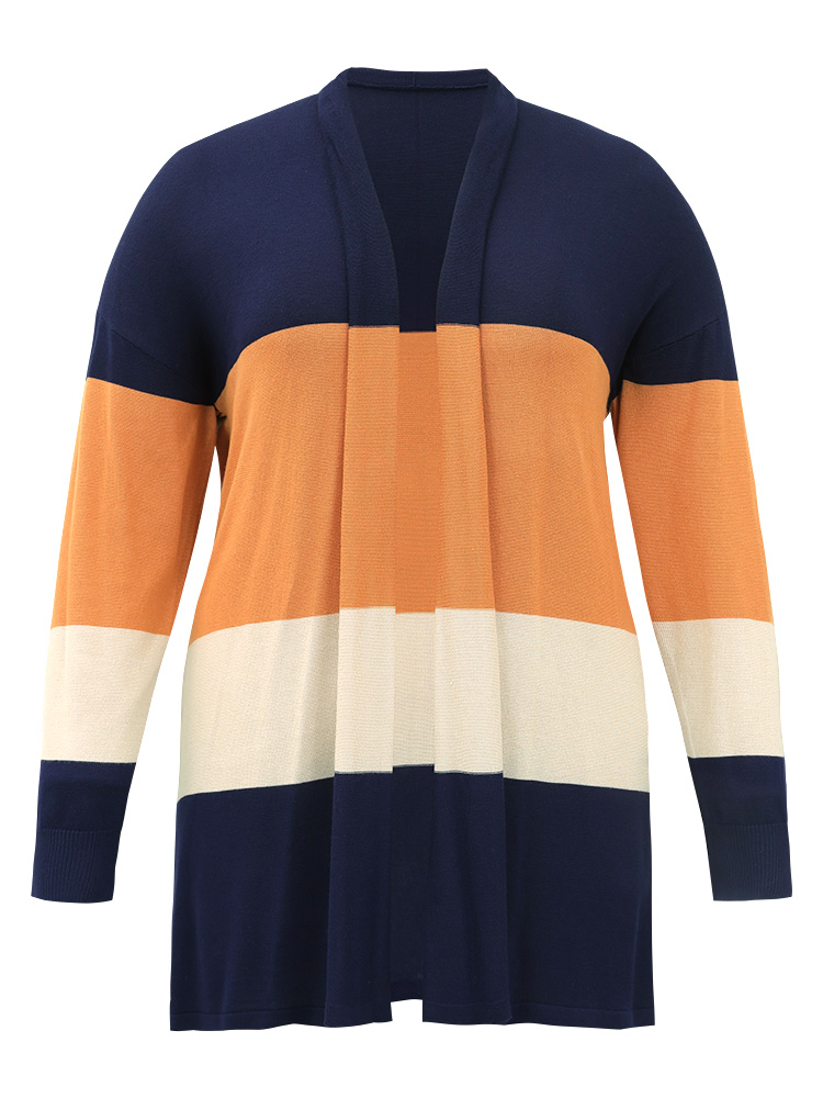 Plus Size Supersoft Essentials Colorblock Contrast Cardigan Multicolor Women Casual Loose Long Sleeve Dailywear Cardigans BloomChic 30/6X 