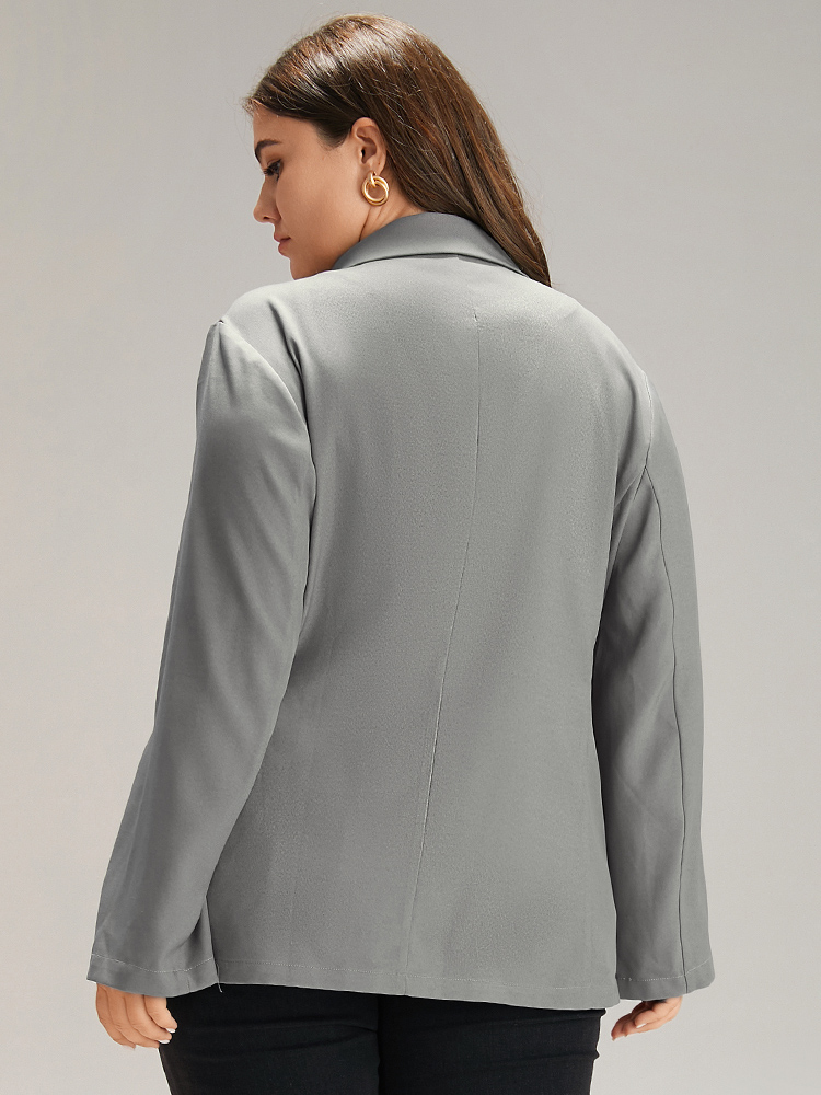 Plus Size Women Dailywear Plain Plain Regular Sleeve Long Sleeve Suit Collar Pocket Casual Blazers BloomChic 