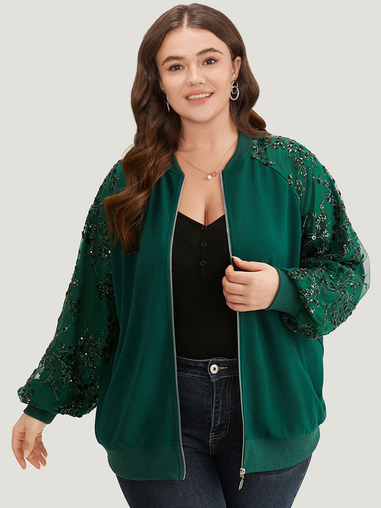 Plus Size Women Dailywear Plain Embroidered Casual Jackets BloomChic 