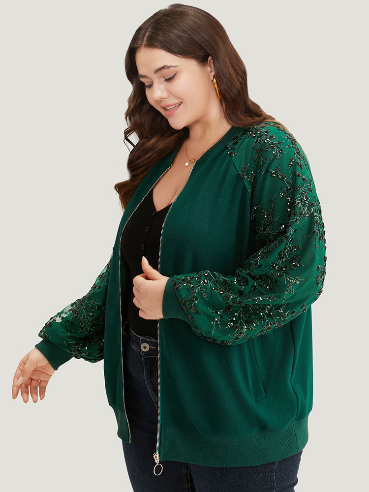 Plus Size Women Dailywear Plain Embroidered Casual Jackets BloomChic 