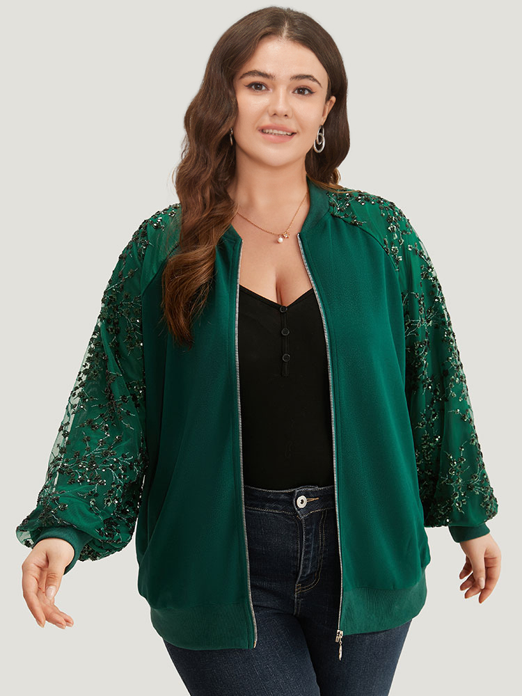 Plus Size Women Dailywear Plain Embroidered Casual Jackets BloomChic 