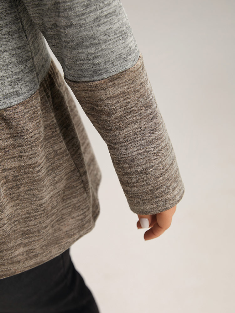 Plus Size Women Dailywear Plain Gathered Regular Sleeve Long Sleeve Round Neck Casual T-shirts BloomChic 