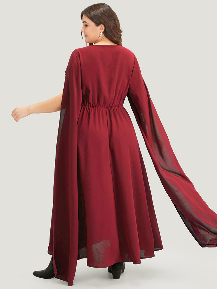 

Plus Size Halloween Sequin Detail Embroidered Cut Out Dress Scarlet Women Patchwork Round Neck Sleeveless Curvy Long Dress BloomChic