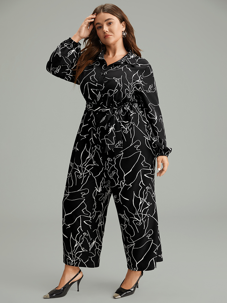 Plus Size Women Festival-Halloween Graphic-Halloween Belted Regular Pocket Belt Office Jumpsuits BloomChic 