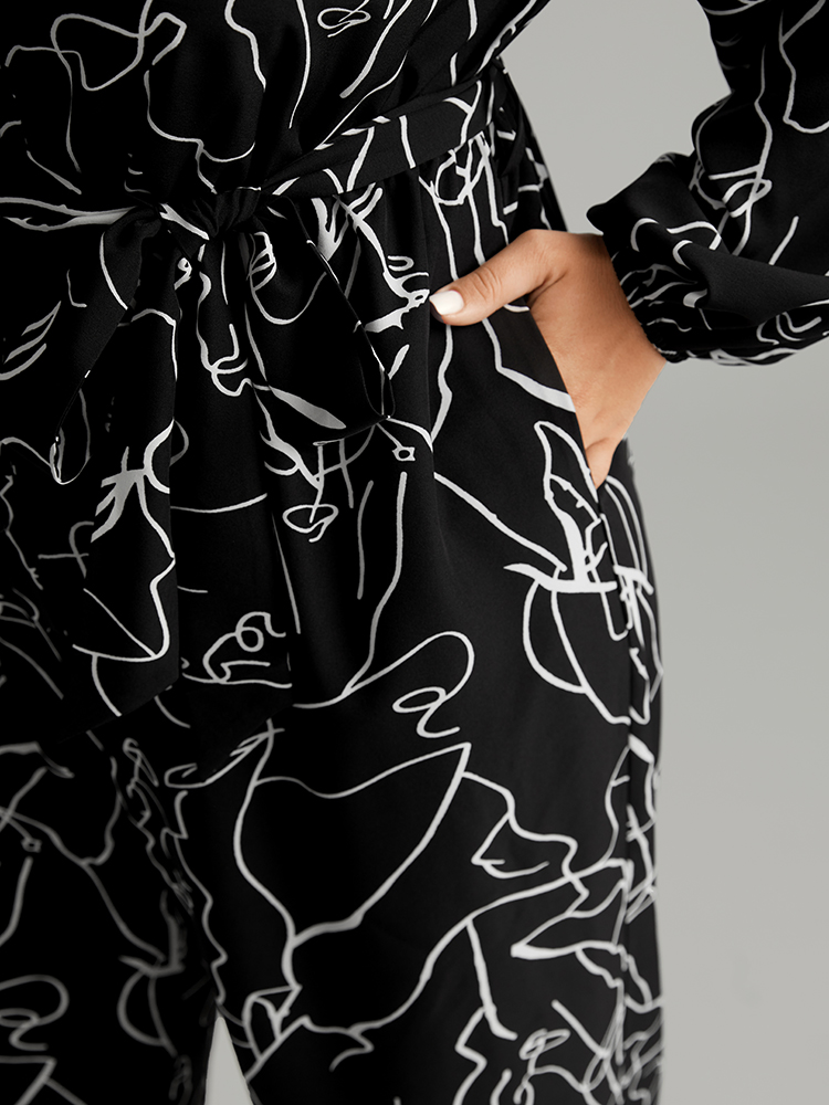 Plus Size Women Festival-Halloween Graphic-Halloween Belted Regular Pocket Belt Office Jumpsuits BloomChic 