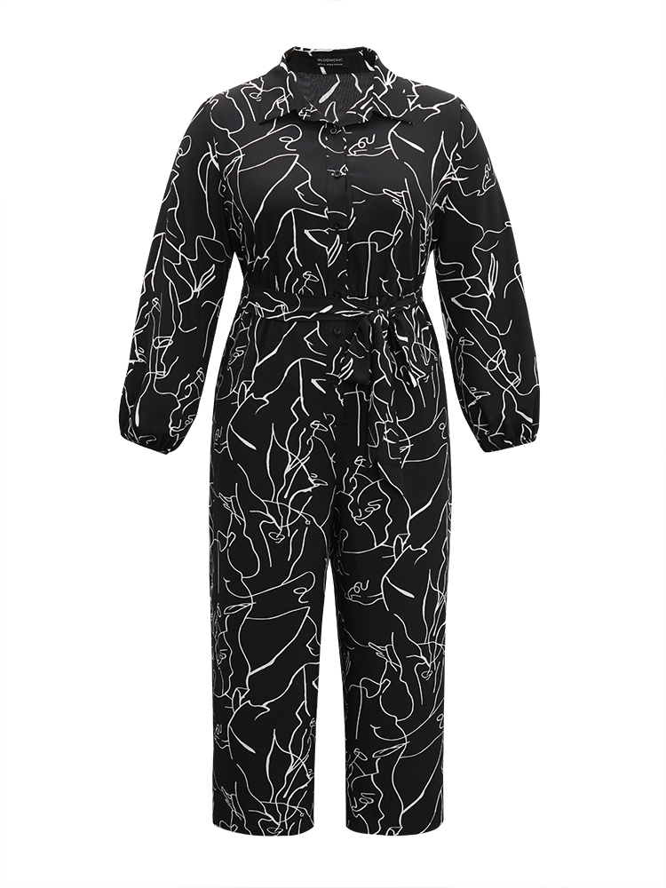 Plus Size Women Festival-Halloween Graphic-Halloween Belted Regular Pocket Belt Office Jumpsuits BloomChic 