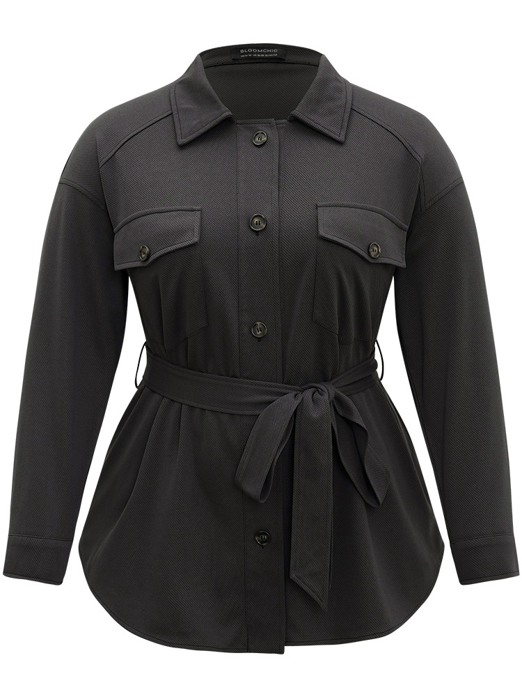 Plus Size Women Dailywear Plain Plain Pocket Casual Coats BloomChic 