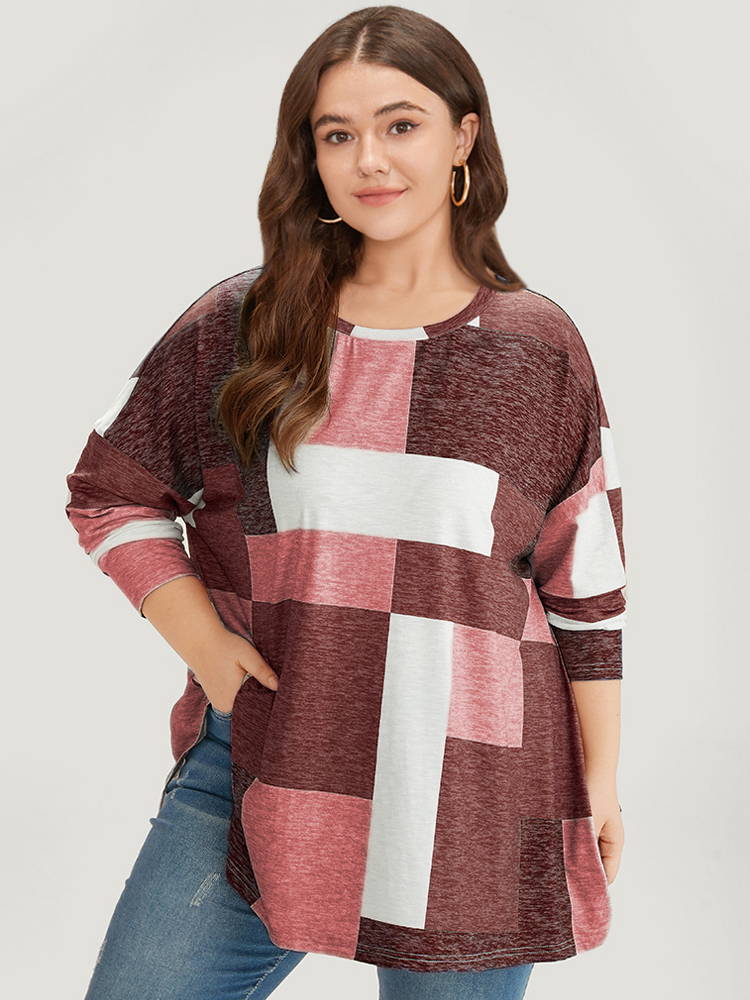 

Plus Size Colorblock Contrast Round Neck Dolman Sleeve T-shirt Scarlet Women Casual Contrast Colorblock Round Neck Everyday T-shirts BloomChic