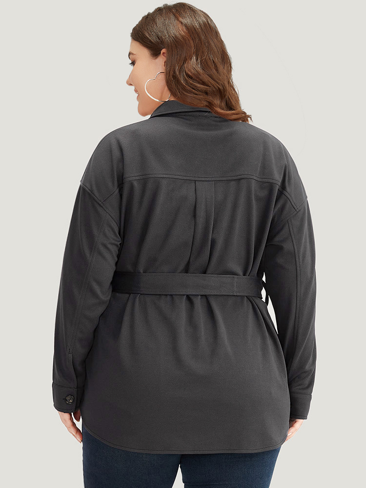 Plus Size Women Dailywear Plain Plain Pocket Casual Coats BloomChic 