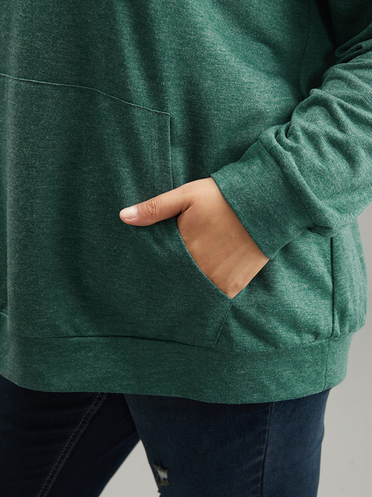 Plus Size Women Dailywear Natural Flowers Printed Regular Regular Sleeve Long Sleeve Hooded Pocket Casual Sweatshirts BloomChic 