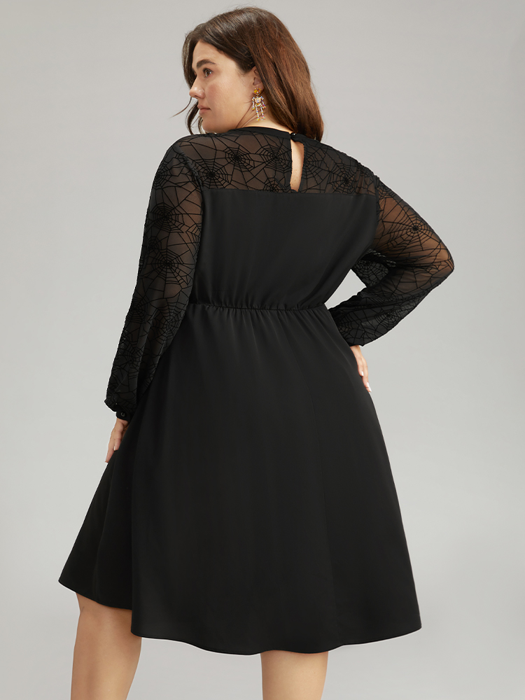 Plus Size Women Festival-Halloween Plain Cut-Out Regular Sleeve Long Sleeve Round Neck Pocket Elegant Dresses BloomChic 