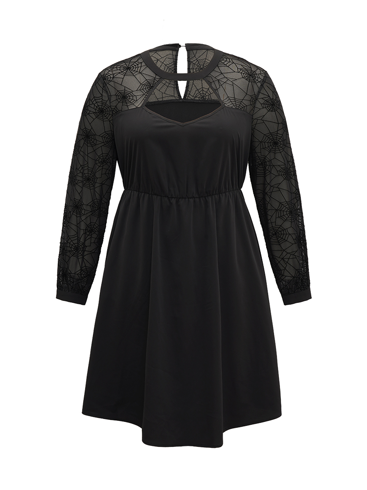 Plus Size Women Festival-Halloween Plain Cut-Out Regular Sleeve Long Sleeve Round Neck Pocket Elegant Dresses BloomChic 