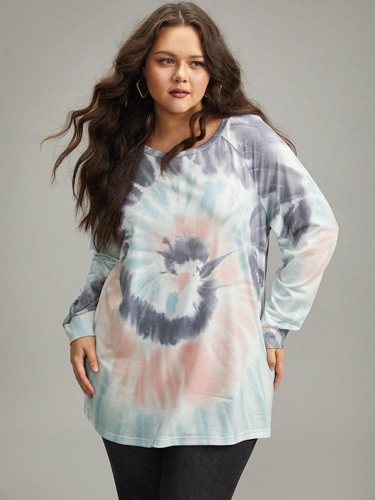 

Plus Size Tie Dye Round Neck Sweatshirt Women Multicolor Casual Tie Dye Round Neck Dailywear Sweatshirts BloomChic