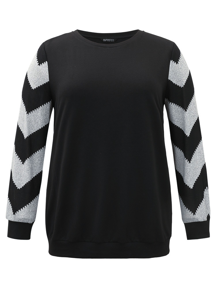 Plus Size Women Dailywear Graphic Elastic cuffs Regular Regular Sleeve Long Sleeve Round Neck Casual Sweatshirts BloomChic 