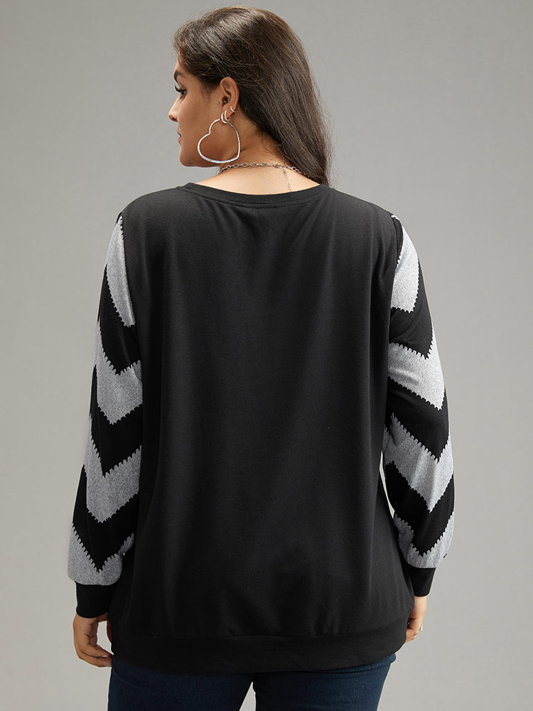 Plus Size Women Dailywear Graphic Elastic cuffs Regular Regular Sleeve Long Sleeve Round Neck Casual Sweatshirts BloomChic 