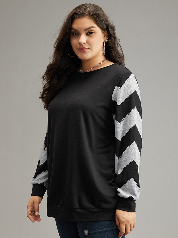 Plus Size Women Dailywear Graphic Elastic cuffs Regular Regular Sleeve Long Sleeve Round Neck Casual Sweatshirts BloomChic 