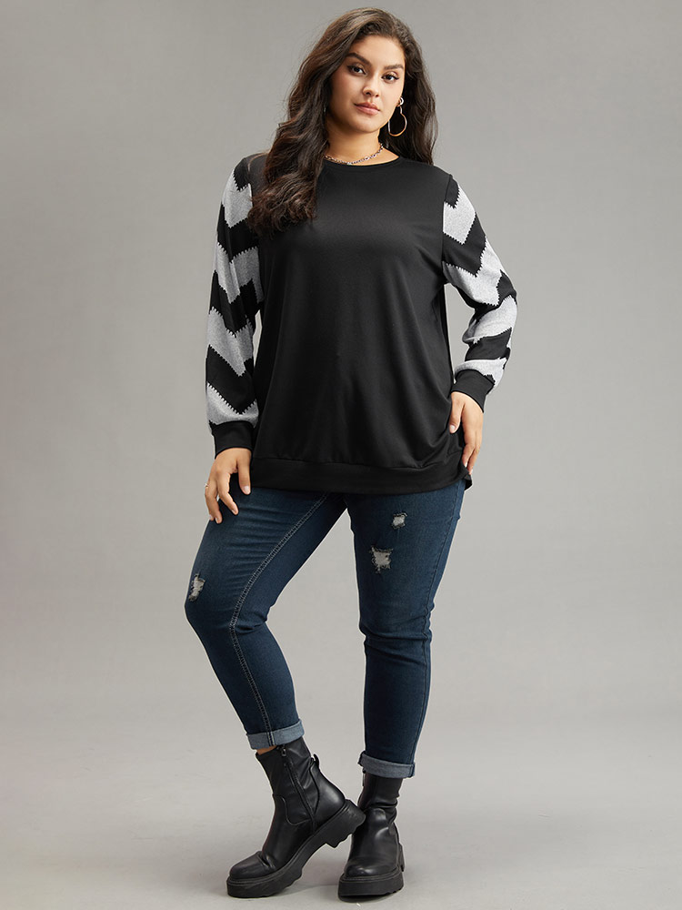 Plus Size Women Dailywear Graphic Elastic cuffs Regular Regular Sleeve Long Sleeve Round Neck Casual Sweatshirts BloomChic 