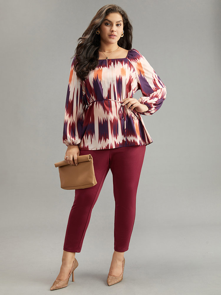 Plus Size Women Work Plain Elastic Waist Mid Rise Pocket Office Pants BloomChic 