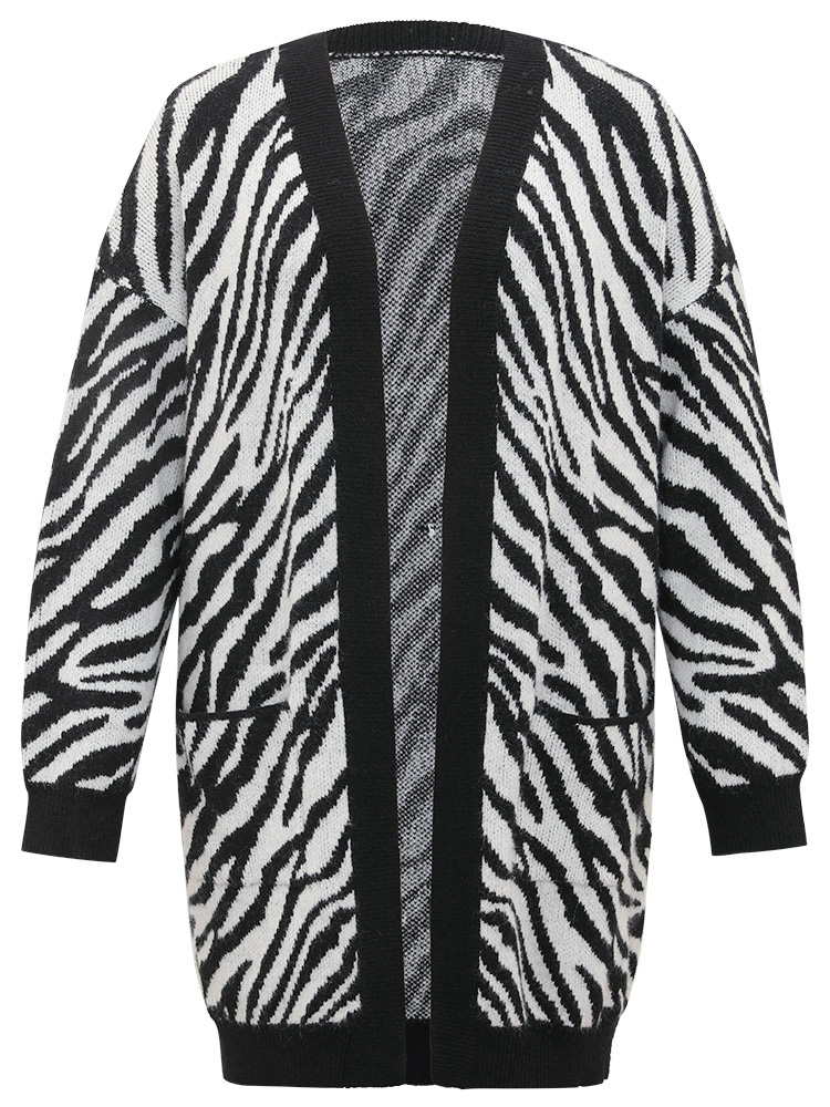 Plus Size Cardigans | Supersoft Essentials Zebra Print Patched Pocket Cardigan | BloomChic 