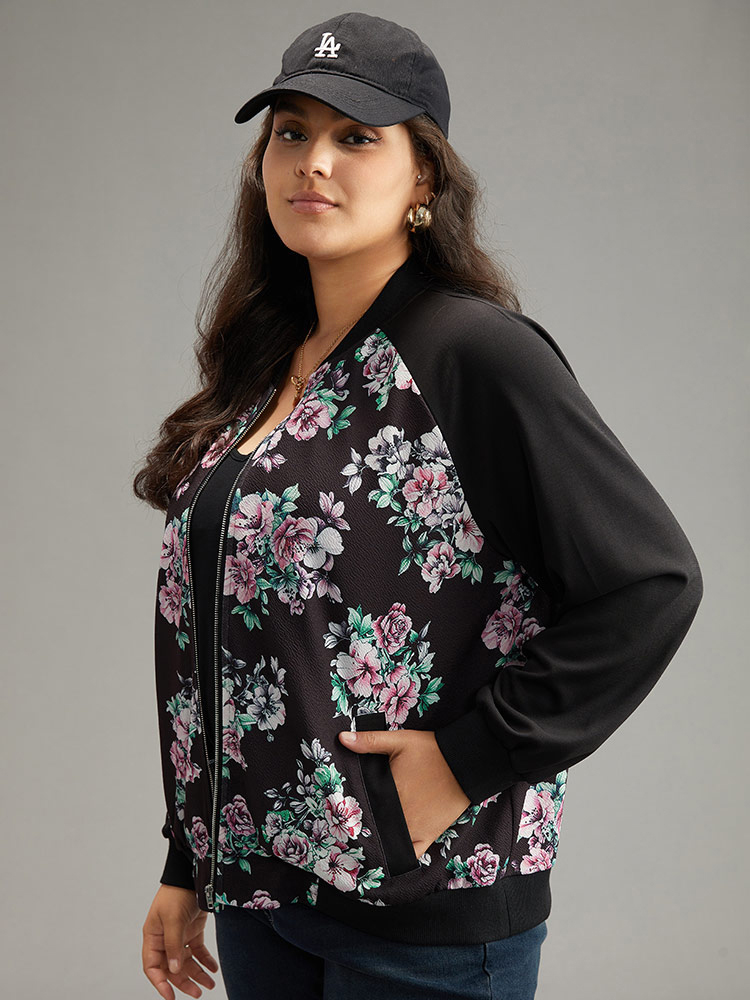 Plus Size Women Everyday Floral Pocket Pocket Casual Jackets BloomChic 