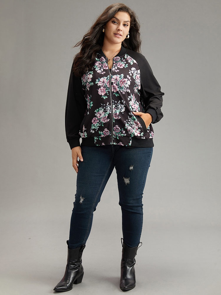 Plus Size Women Everyday Floral Pocket Pocket Casual Jackets BloomChic 