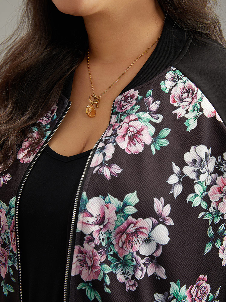 Plus Size Women Everyday Floral Pocket Pocket Casual Jackets BloomChic 