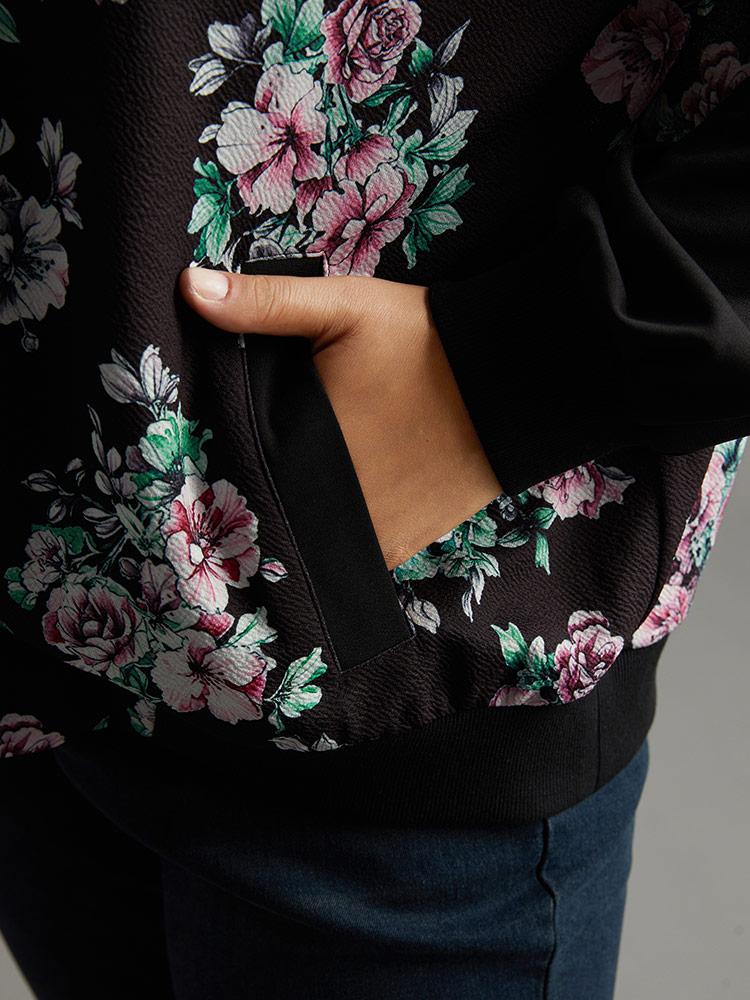 Plus Size Women Everyday Floral Pocket Pocket Casual Jackets BloomChic 