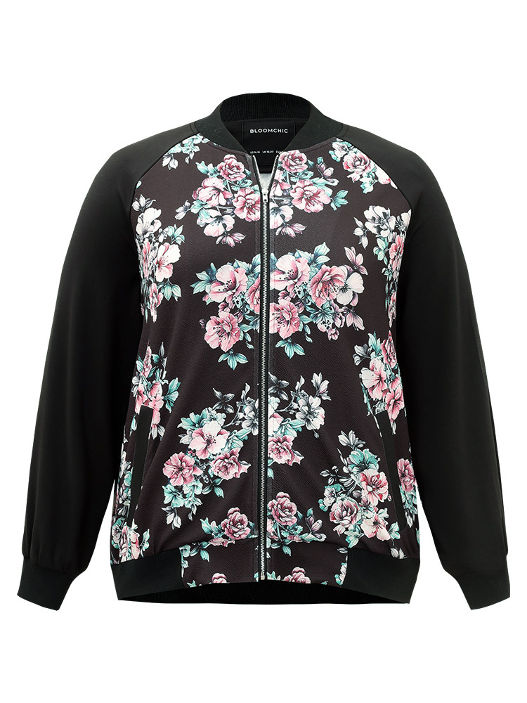 Plus Size Women Everyday Floral Pocket Pocket Casual Jackets BloomChic 