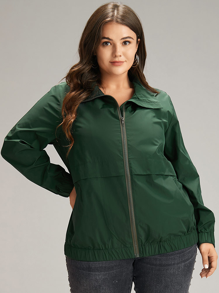 Plus Size Women Dailywear Plain Elastic cuffs Pocket Casual Jackets BloomChic 