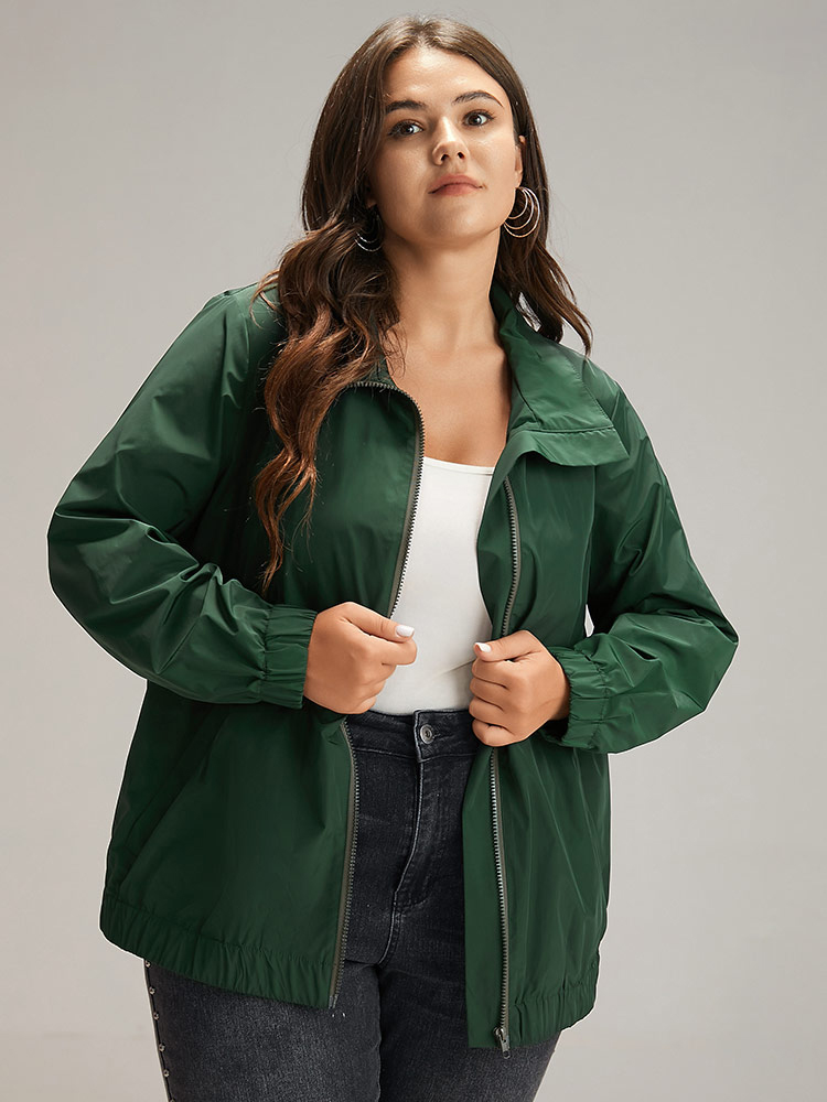 Plus Size Women Dailywear Plain Elastic cuffs Pocket Casual Jackets BloomChic 